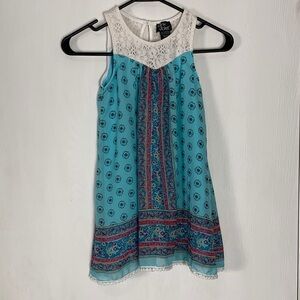 Pink & Violet Teal and White Kids Casual Bohemian Dress Size 6/6X